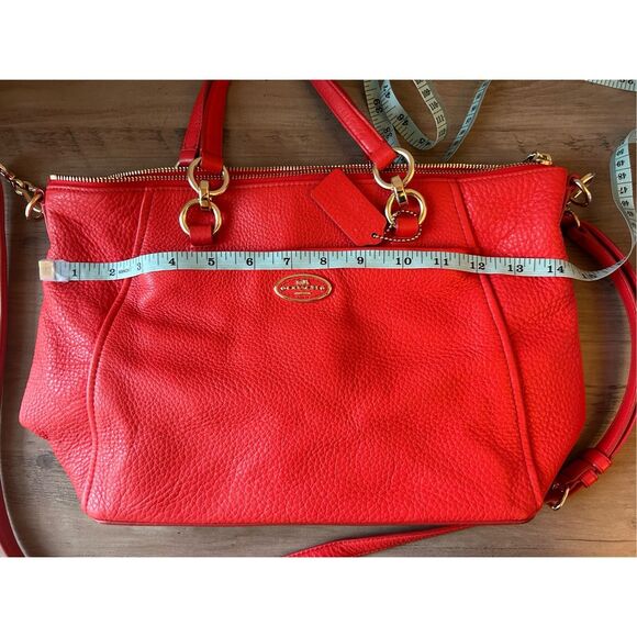 Coach Mini Ellis Tote in cardinal red pebbled leather career holiday minimalist - Picture 8 of 10
